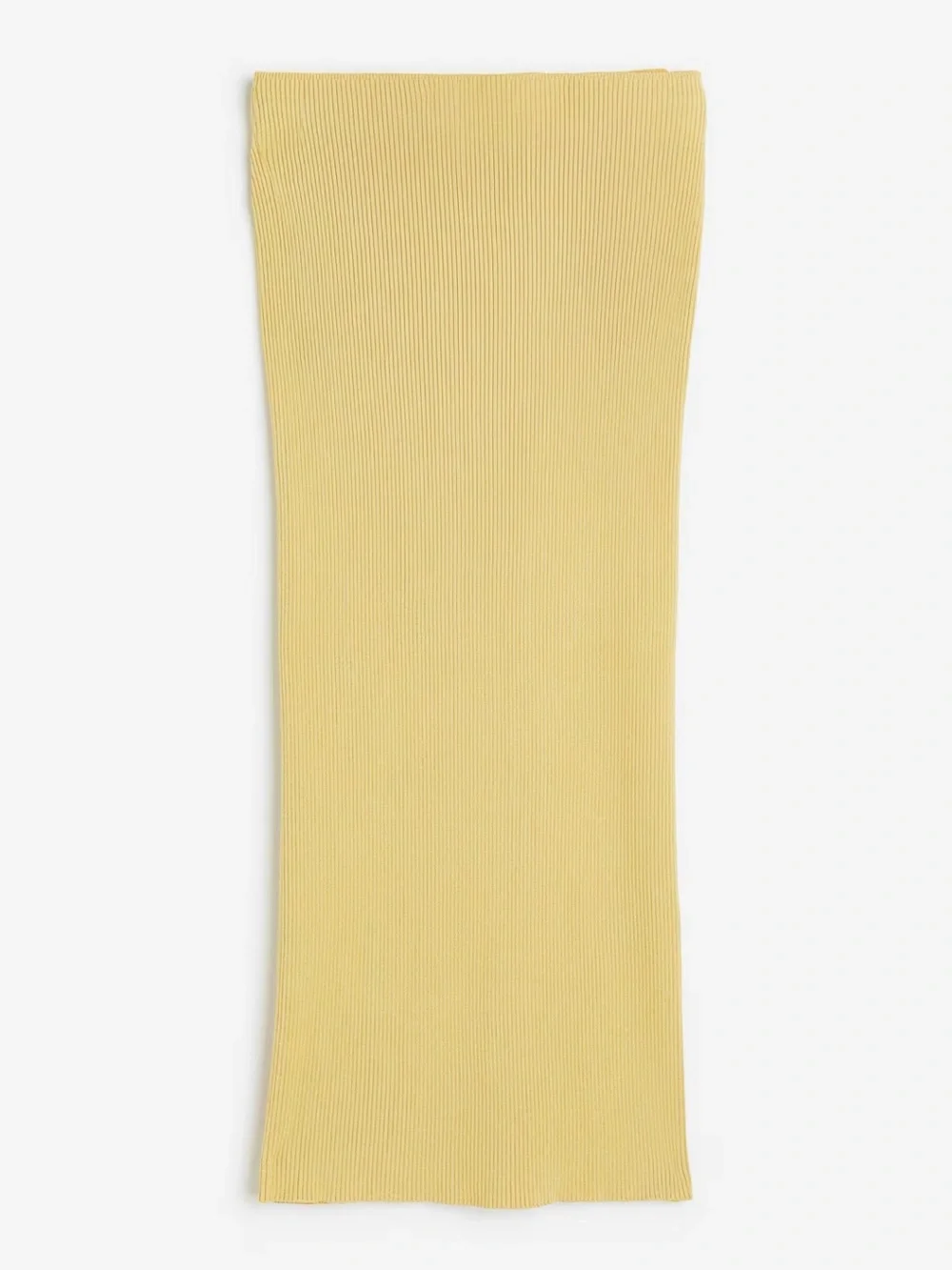 H&M Yellow Ribbed Midi Skirt with Matching Crop Top